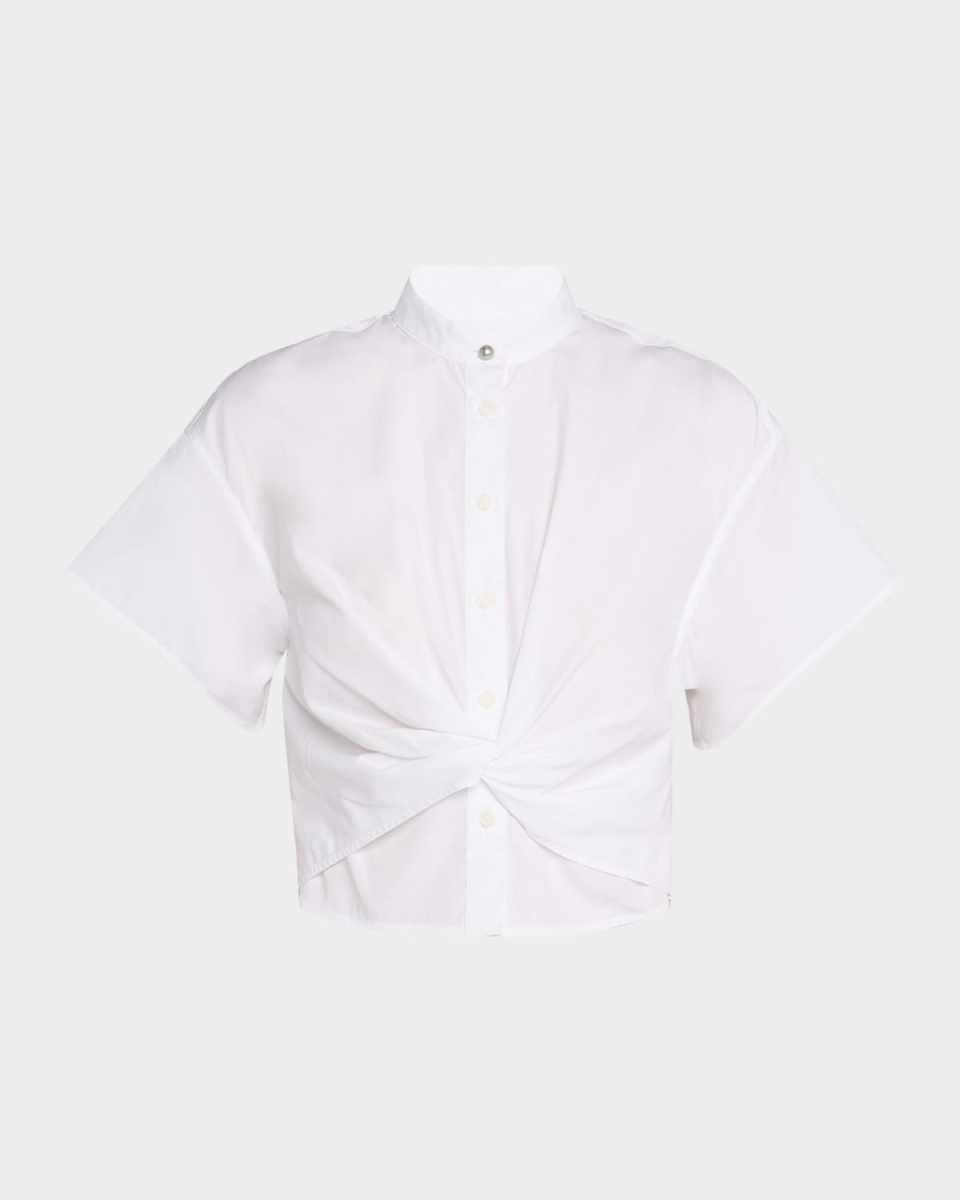 Gretchen Poplin Twist-Front Shirt